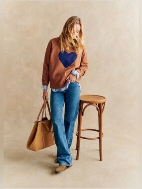 NWT Sezane La Chamade Sweatshirt Coffee / Navy - Size L